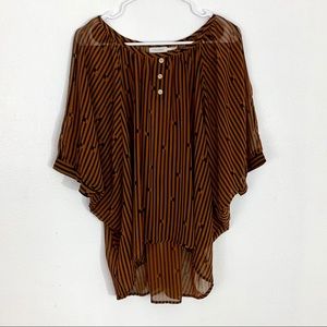 Blu Pepper Brown and Black Striped Top Size Medium